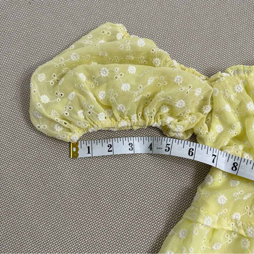VICI Collection - Olia baby yellow puff sleeve off the shoulder top Size SM Wom - Picture 4 of 9
